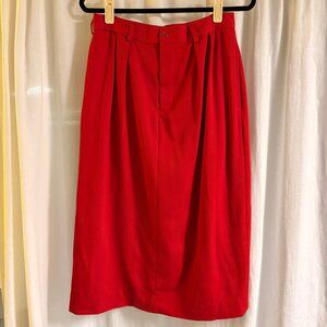 Vintage Ralph Lauren Red Skirt Women’s 14 – Rayon, Pleated, Midi